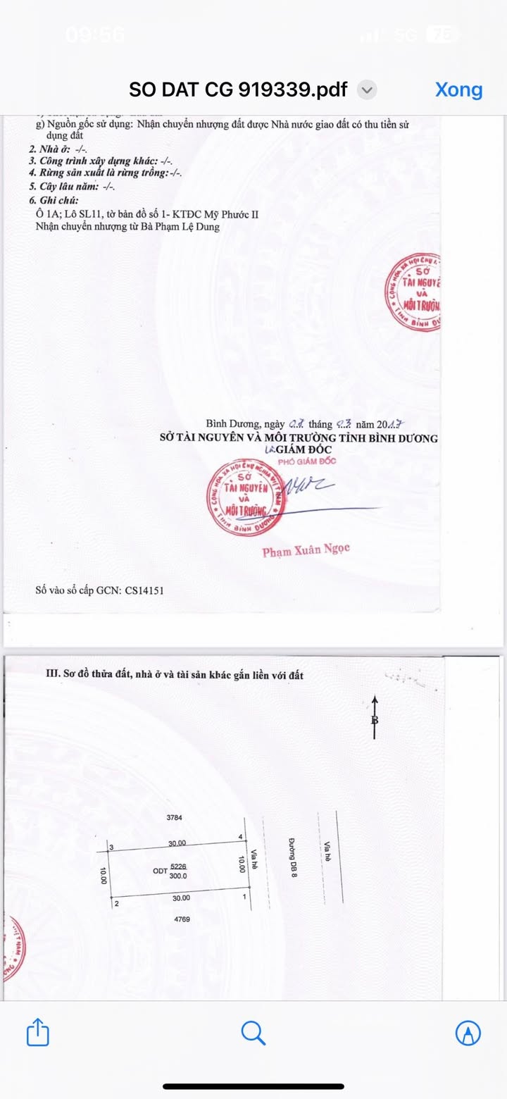 Đất nền 300m² tại đường DB8, Mỹ Phước - Giá tốt nhất khu vực!