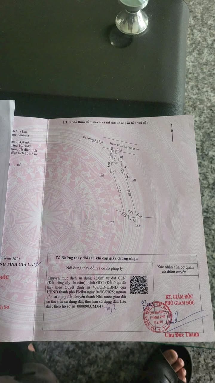 Đất nền Hẻm 42 Lê Lợi, Pleiku 292m² - Hướng Bắc, Giá Thỏa Thuận