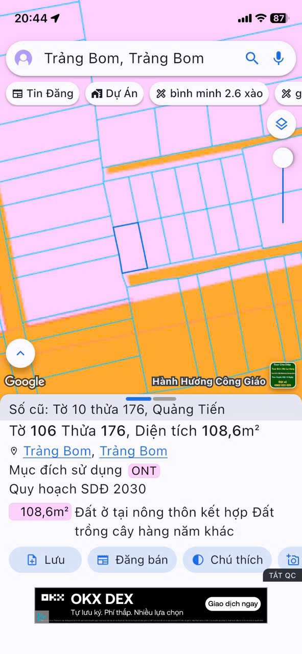 Đất nền Quảng Tiến Trảng Bom 109.2m² giá chỉ 1.3 tỷ - Sổ đỏ chính chủ, gần chợ và trường học!