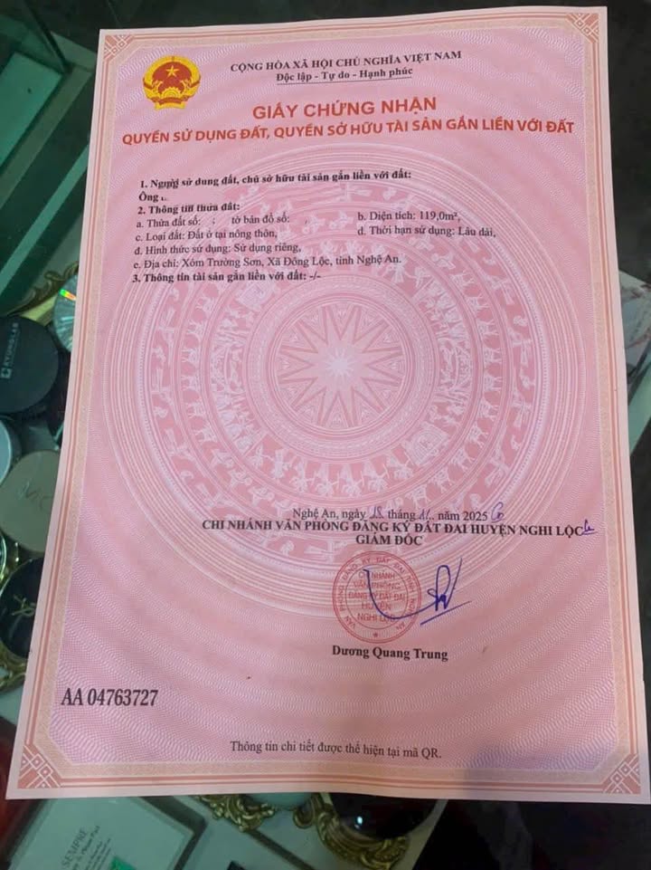 Đất Nền Nghi Trường 119m² giá 1 tỷ - Vị trí thuận lợi, tiềm năng phát triển!