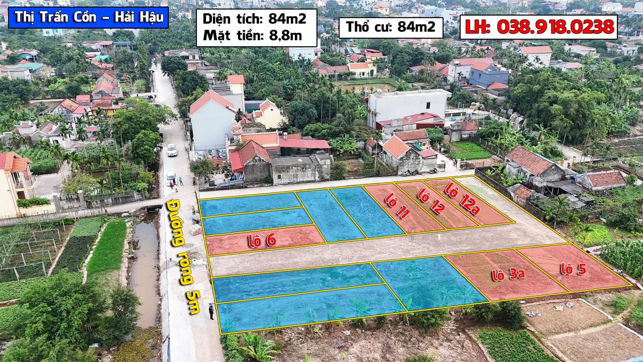 Đất thổ cư Cồn, Hải Hậu 84m² giá 540 triệu - Cơ hội đầu tư hấp dẫn!