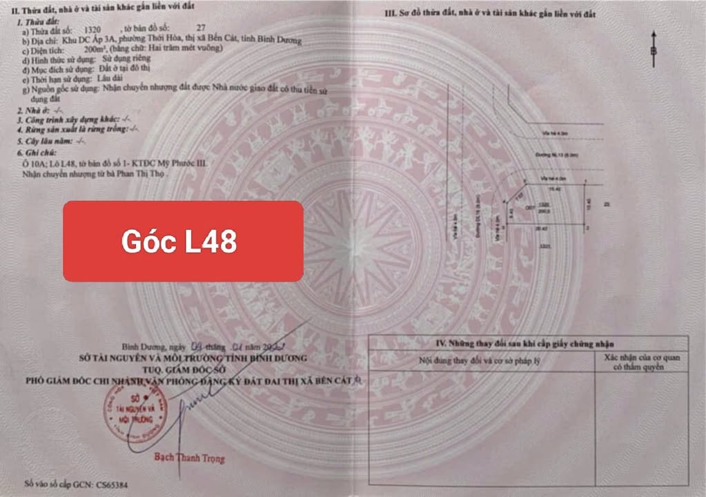 Đất nền Bến Cát 200m² giá 3.9 tỷ - Mặt tiền đường DL16, gần chợ Mỹ Phước 3!