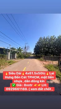 Đất nền Lai Hưng Bến Cát 246m² giá 880 triệu - Mặt tiền đường nhựa, dân cư đông đúc!