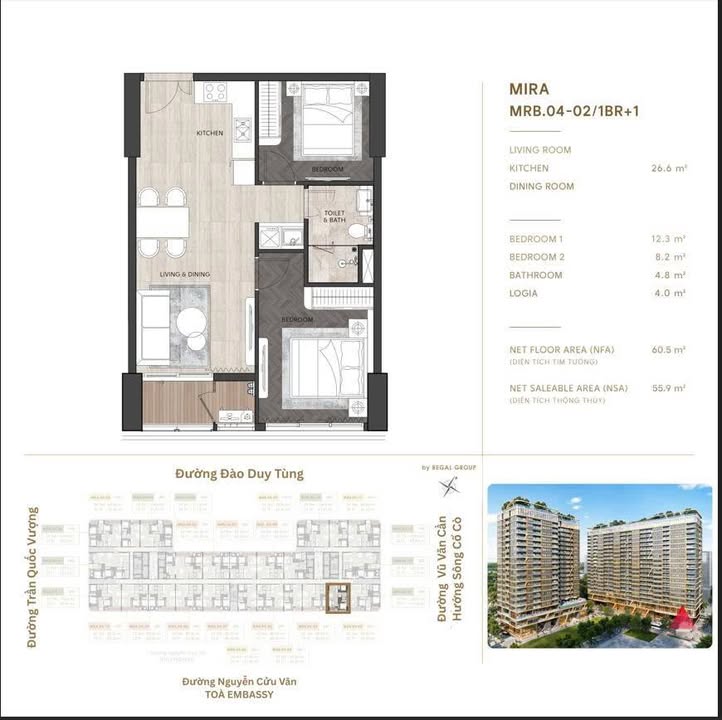 Căn hộ Regal Complex Đà Nẵng 55.9m² giá 1 tỷ - Đầu tư sinh lời ngay!