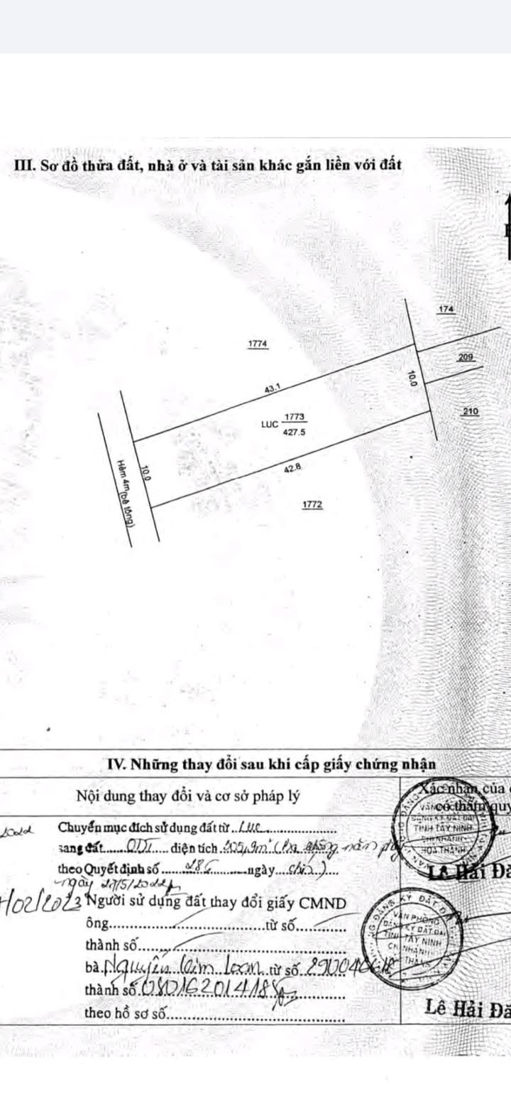 Đất nền phường Hòa Thành, Tây Ninh 427m² giá chỉ 1 tỷ - Cơ hội đầu tư hấp dẫn!