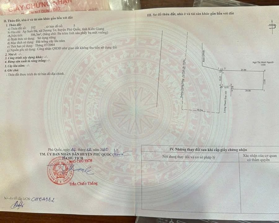 Đất nền Phú Quốc 306m² giá 9 tỷ - Mặt tiền đường 30/4 nối dài