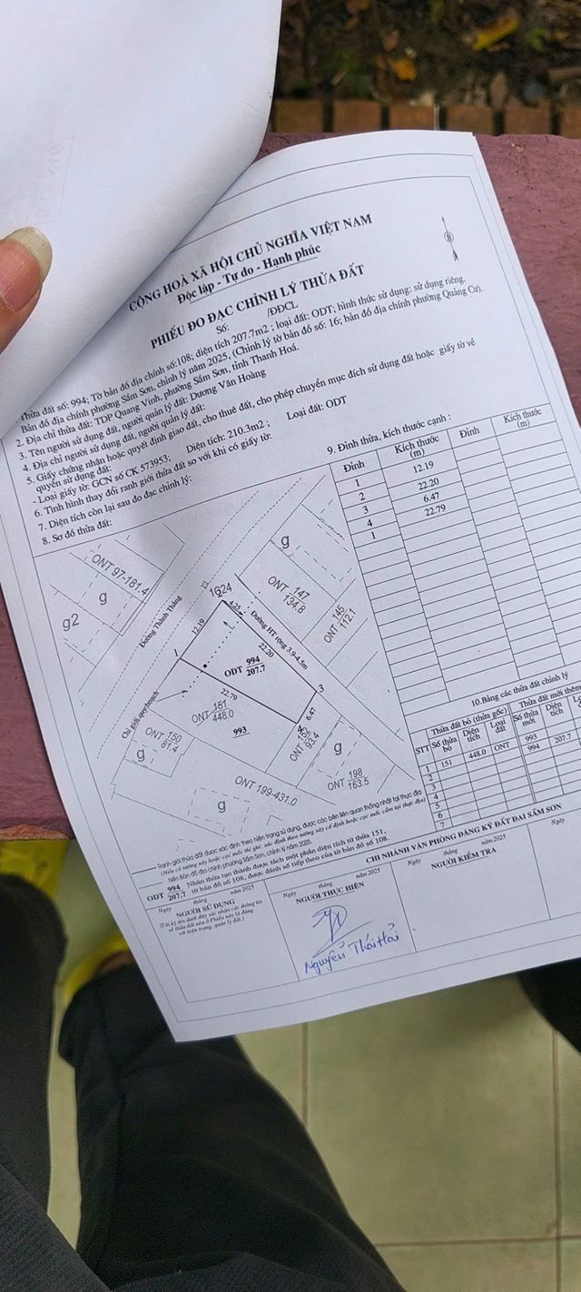 Đất thổ cư 108m² đường Cừong Thành, phường Quảng Vinh, Sầm Sơn - Giá 1.2 tỷ, kinh doanh tốt!