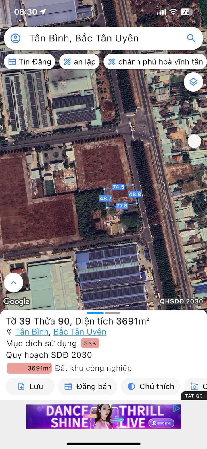 Đất thương mại dịch vụ cổng khu công nghiệp Tân Bình 3696m² giá 18 tỷ - Cơ hội đầu tư sinh lời!