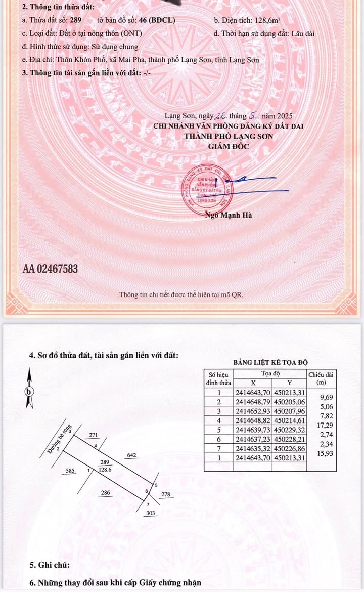 Đất nền tại khu tái định cư Mai Pha, Lạng Sơn 130m² giá 2,5 tỷ - Vị trí đẹp, giao thông thuận lợi!