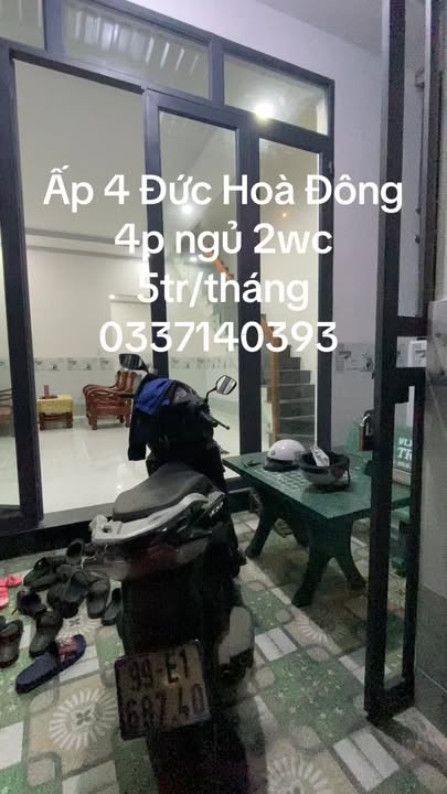 Nhà cho thuê mới xây tại Đức Hoà Đông 4 phòng ngủ - Giá chỉ 5 triệu/tháng