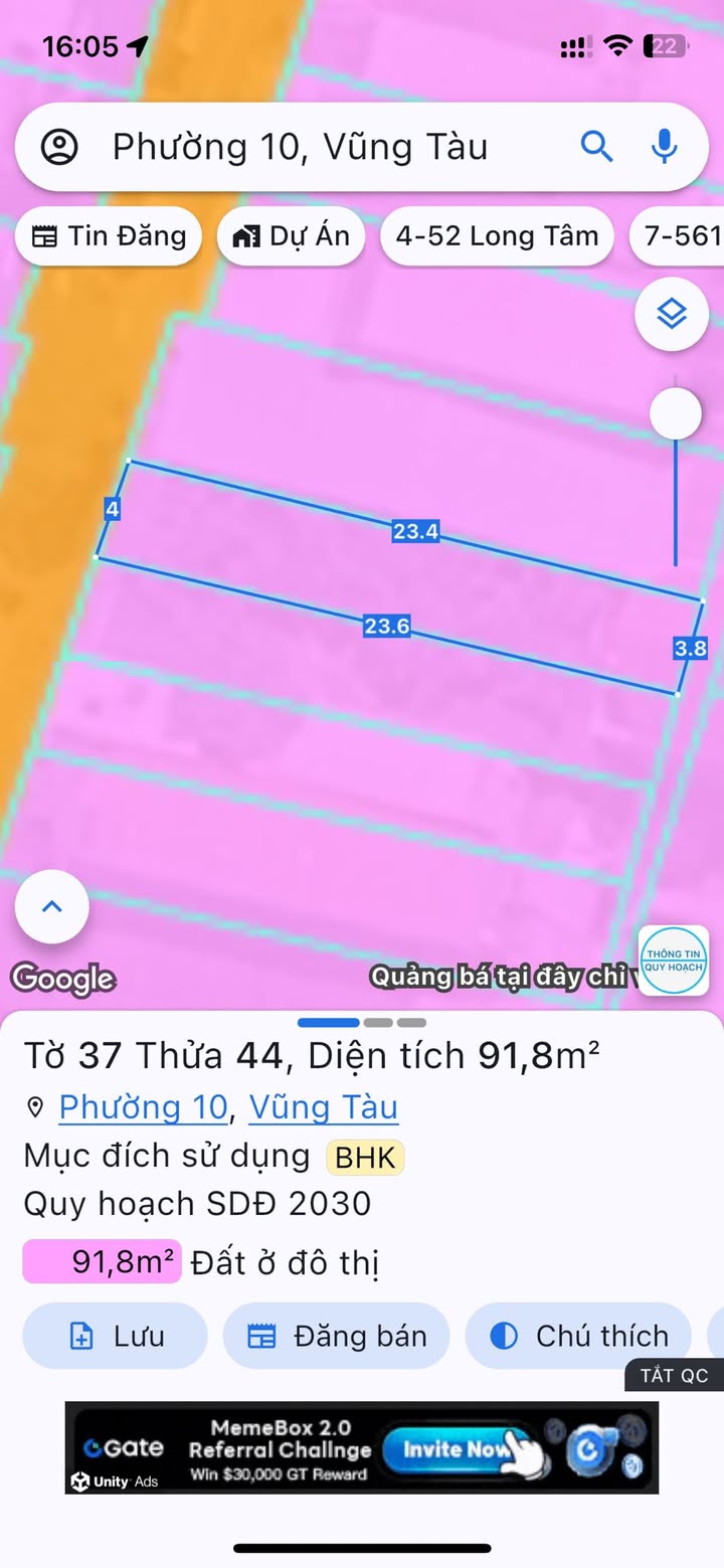 Đất nông nghiệp Phường 10, Vũng Tàu 91m² giá 2 tỷ - Sổ hồng chính chủ, ô tô vào tận nơi!