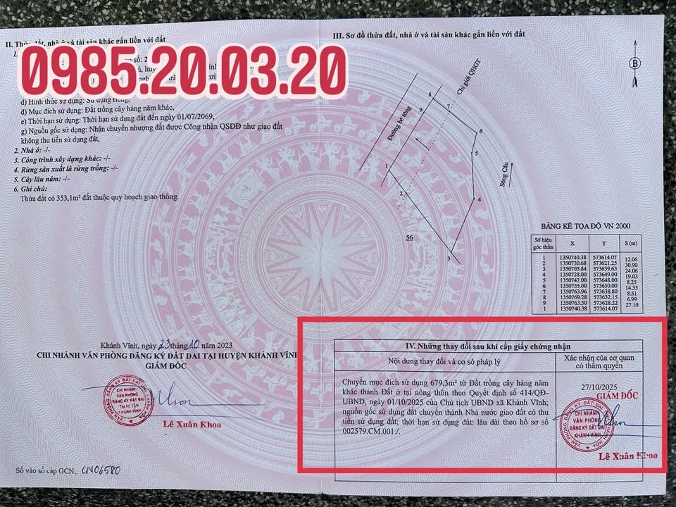 Đất thổ cư Khánh Phú 1291m² giá 2 tỷ - Cần bán gấp, pháp lý rõ ràng!