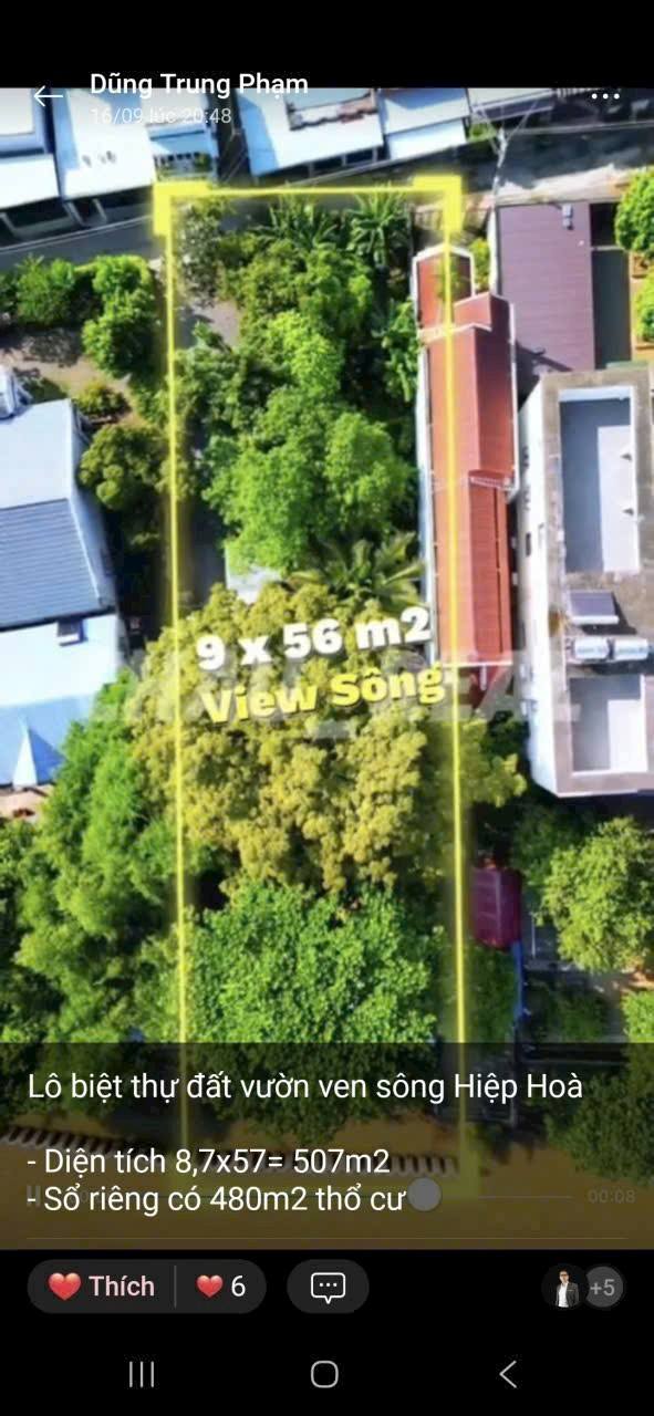 Lô đất vườn view sông Hiệp Hoà 495m² giá 13.5 tỷ - Cơ hội vàng cho đầu tư!