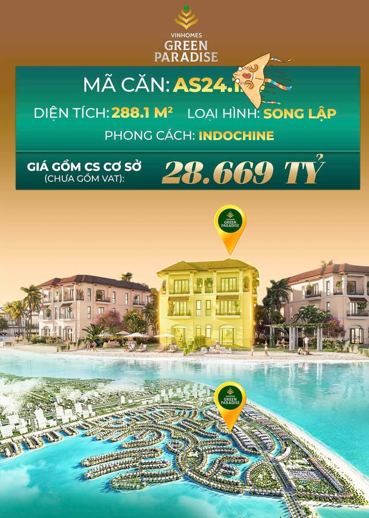 Biệt thự song lập Vinhomes Cần Giờ 288m² giá 28.669 tỷ - Vừa ở vừa kinh doanh!