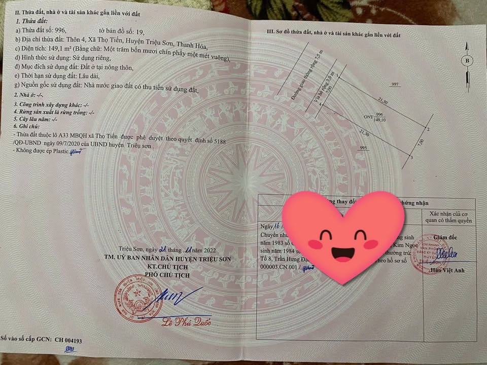 Đất nền Thọ Tiến Triệu Sơn 149.1m² giá 1.8 tỷ - Cơ hội đầu tư tuyệt vời!