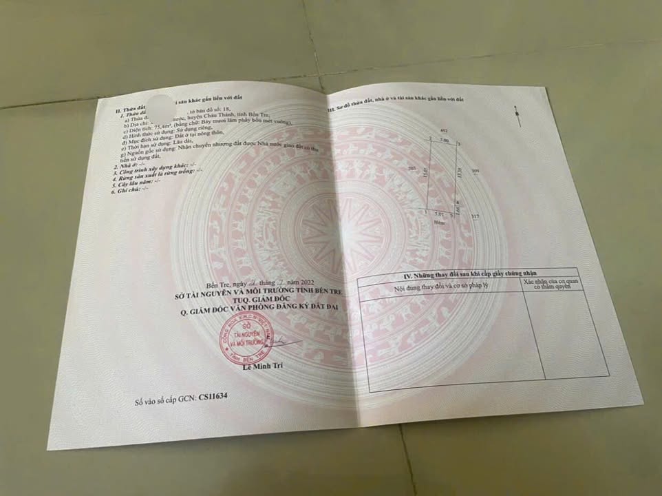 Đất nền thổ cư Sơn Đông Bến Tre 75m² chỉ 750 triệu - Cơ hội đầu tư tuyệt vời!