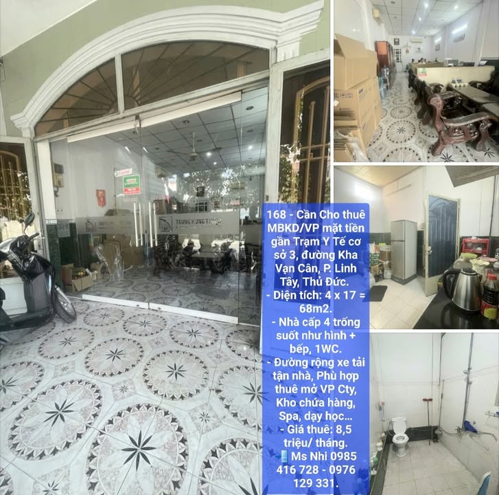 Mặt bằng kinh doanh cho thuê đường Kha Vạn Cân, Thủ Đức 68m² - Giá thuê chỉ 8.5 triệu!