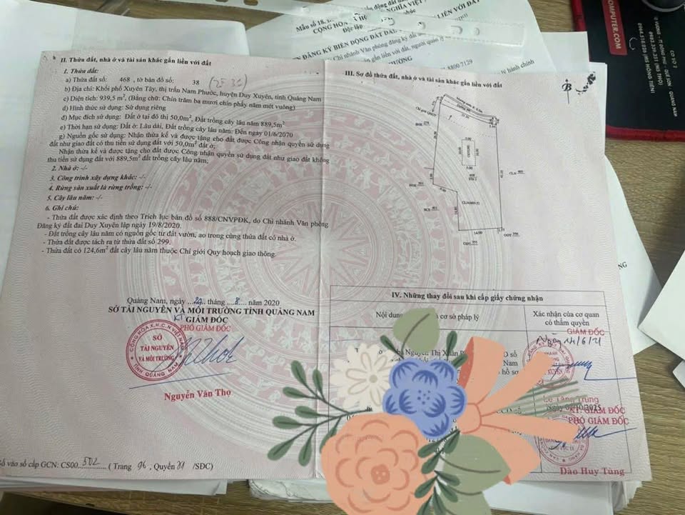 Đất nền khu phố Xuyên Tây, thị trấn Nam Phước 939m² giá chỉ 2 tỷ - Đầu tư lý tưởng!