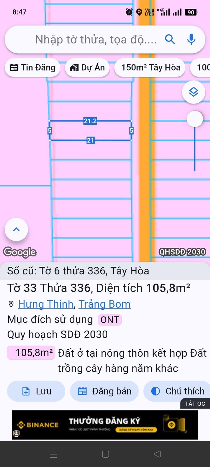 Đất nền Tây Hòa Trảng Bom 105m² giá 700 triệu - Sổ đỏ chính chủ