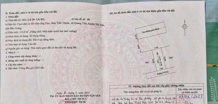 Đất nền Quang Tiến, Tân Yên, 112m² - Giá thỏa thuận hấp dẫn!