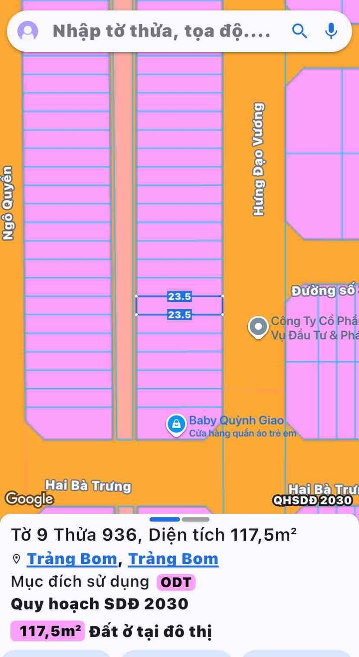 Đất nền Trảng Bom 117.5m² - Hướng Đông, giá chỉ 2 tỷ - Cơ hội đầu tư tuyệt vời!