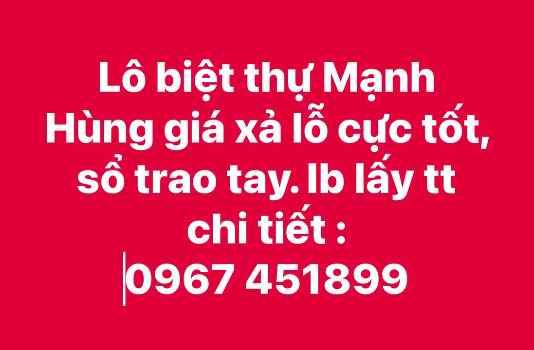 Biệt thự góc Khu đô Thị Mạnh Hùng Hà Nam 232m² - Giá chỉ 400 triệu