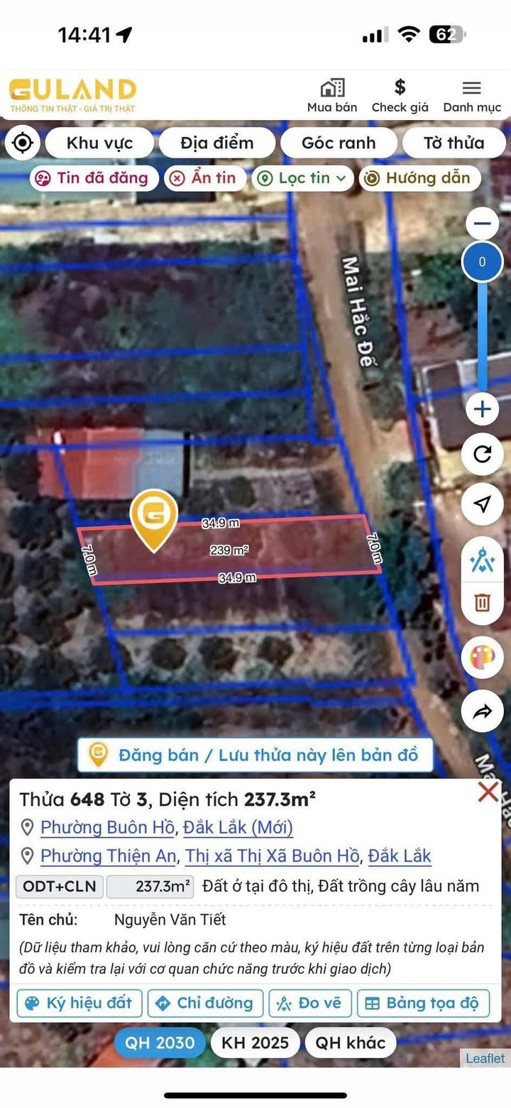 Đất nền mặt tiền Mai Hắc Đế, phường Thiện An, 245m² - Giá chỉ 1.25 tỷ VND!