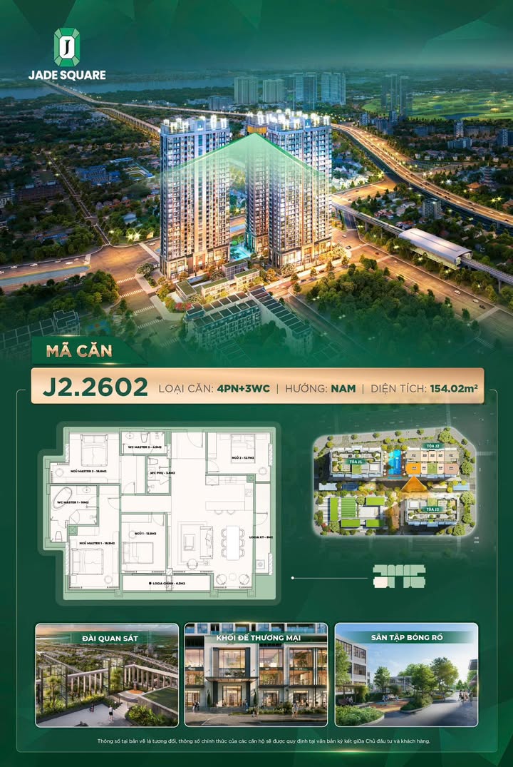 Căn hộ Jade Square Bắc Từ Liêm 154m² giá thỏa thuận - Căn góc view thành phố tuyệt đẹp!