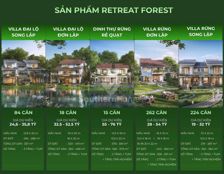 Biệt thự Rừng Retreat Forest Long An 219m² giá 16-76 tỷ - Đầu tư sinh lời hấp dẫn!