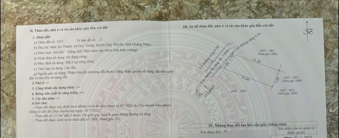 Đất nền Duy Trung, Duy Xuyên 174m² giá 350 triệu - Khu dân cư đông đúc, không ngập lụt!