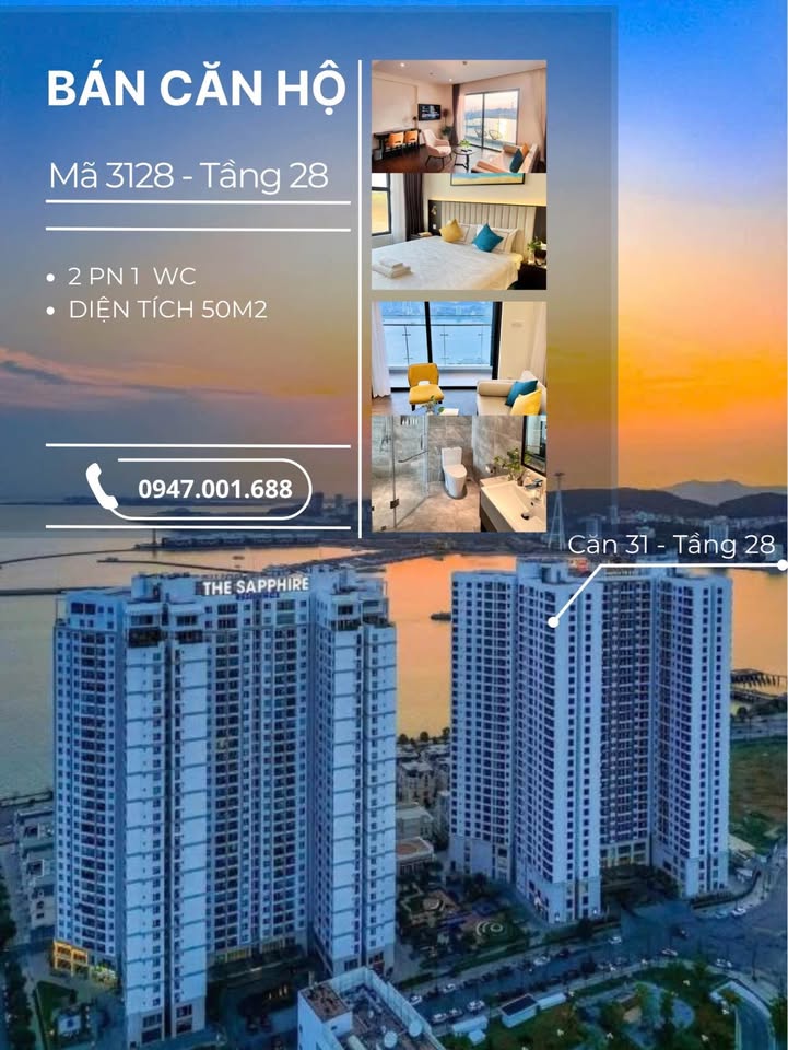 Căn hộ Sapphire Hạ Long 50m² giá 2.7 tỷ - View thoáng đẹp, pháp lý rõ ràng!
