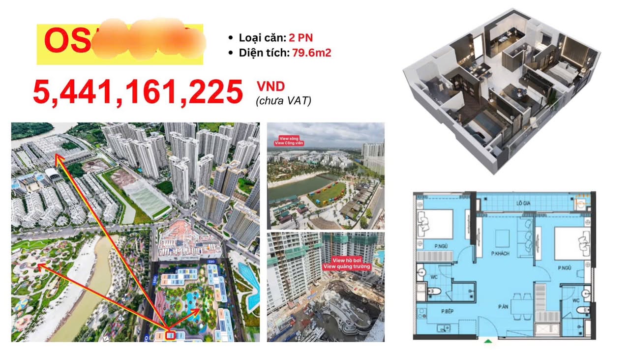Căn hộ Opus One Vinhomes Thủ Đức 79.6m² giá 5.441 tỷ - Sẵn sàng vào ở!