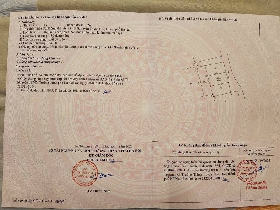 Đất nền Kim Bài, Thanh Oai 46m² - Vị trí đắc địa, giá tốt thỏa thuận!