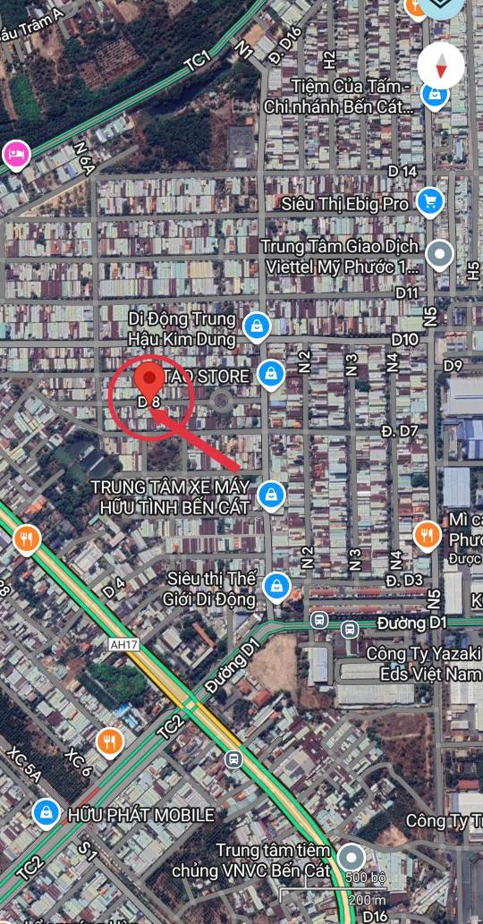 Đất nền mặt tiền đường D8 Bến Cát 100m² giá 1.7 tỷ - Đầu tư sinh lời ngay!