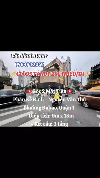 Nhà 2 mặt tiền Phan Kế Bính - Nguyễn Văn Thủ, Quận 1, 135m² giá 95 tỷ - Đầu tư sinh lời ngay!