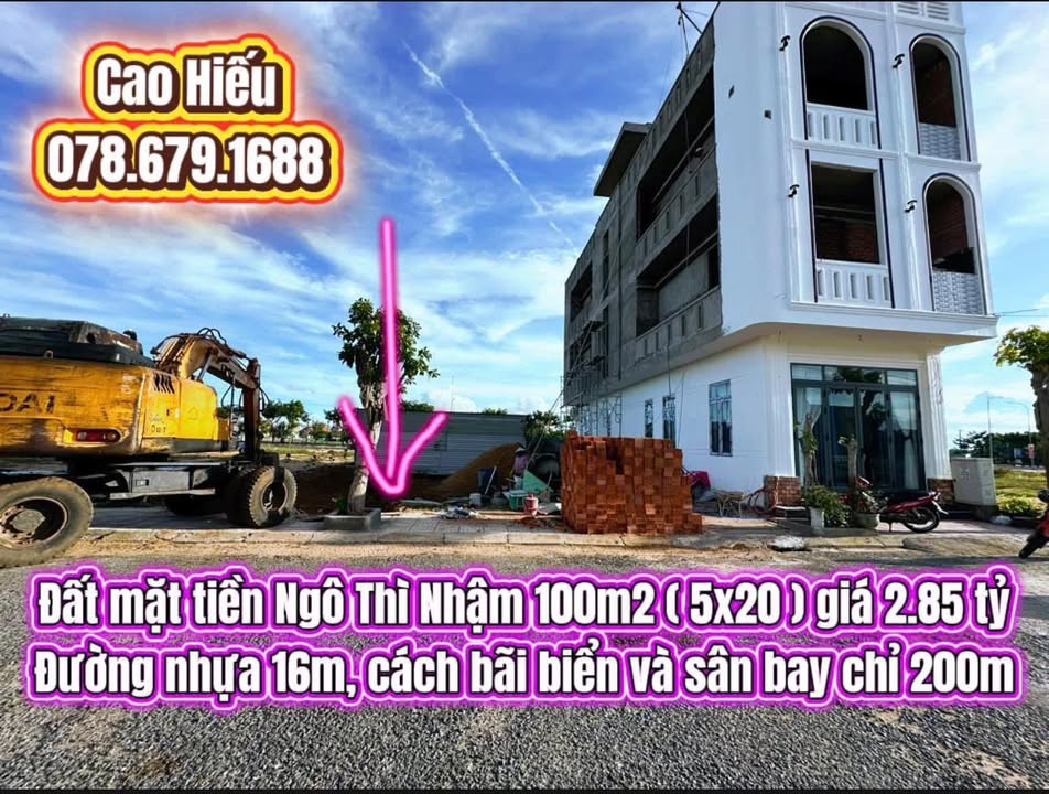 Đất mặt tiền Ngô Thì Nhậm Tuy Hòa 100m² giá 2.85 tỷ - Sát bãi biển chỉ 200m!