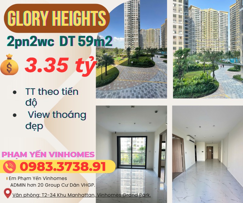 Căn hộ Glory Heights Thủ Đức 59m² giá 3.35 tỷ - Không gian sống lý tưởng!