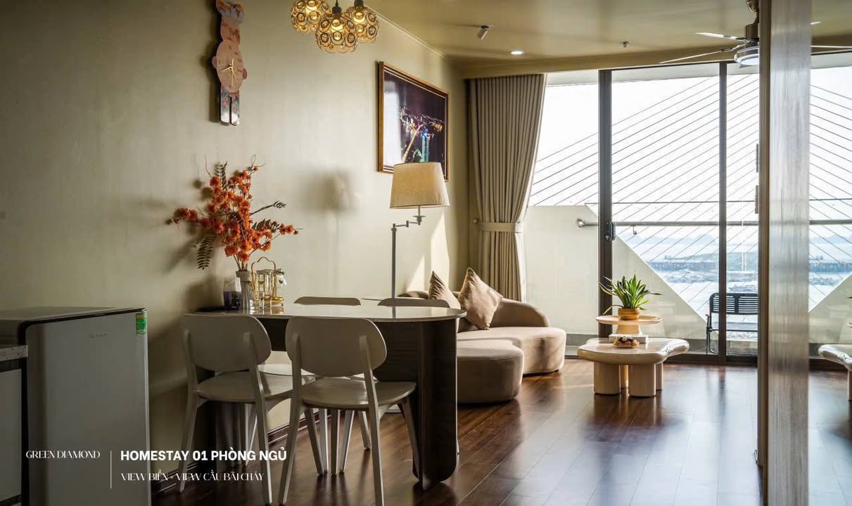Căn hộ cho thuê Green Diamond Hạ Long 50m² - View biển tuyệt đẹp, miễn phí dịch vụ đến 2026!