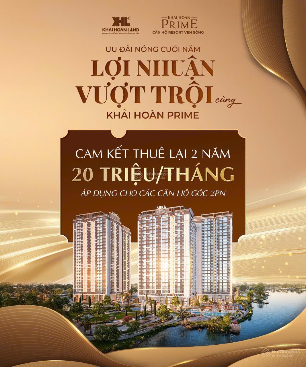 Căn hộ Khải Hoàn Prime Nhơn Đức 56m² giá 3.8 tỷ - Cam kết thuê lại 20 triệu/tháng!