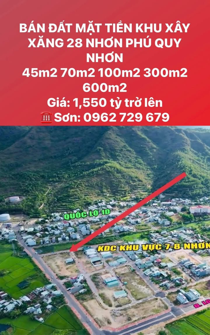 Đất nền KDC Cây Xăng 28, Nhơn Phú, Quy Nhơn giá từ 1,55 tỷ - Đầu tư sinh lời ngay!