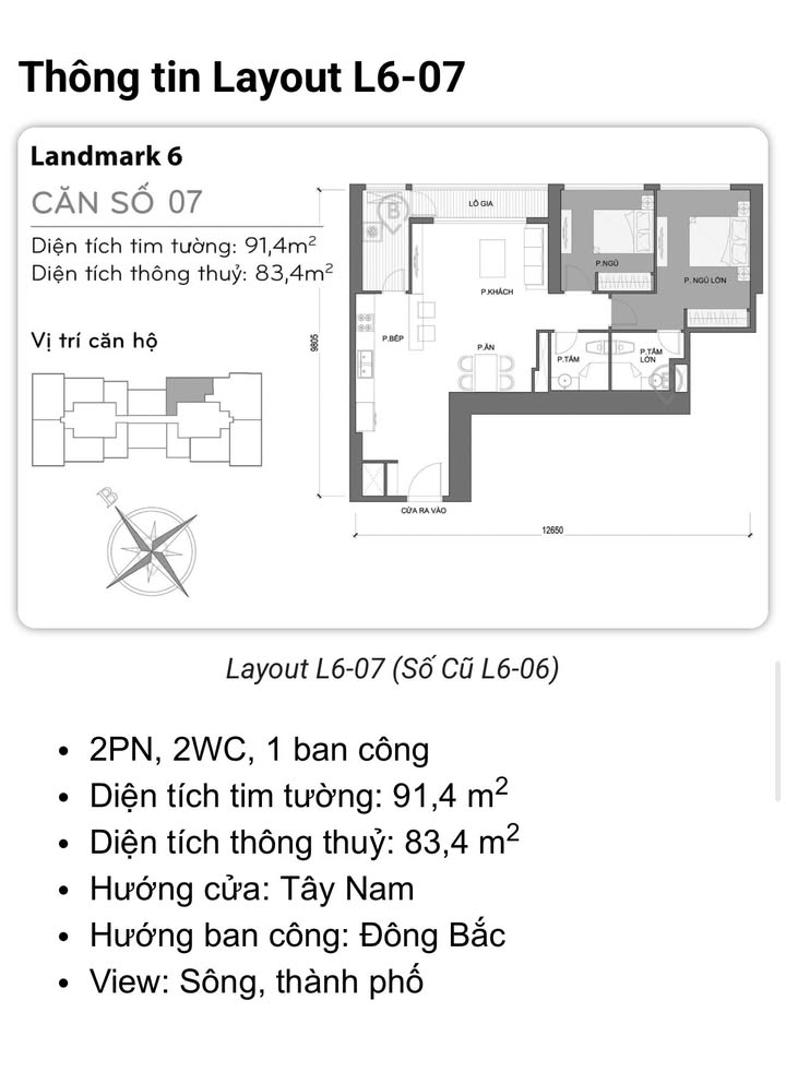 Căn hộ Landmark 6 Bình Thạnh 91m² giá 13.2 tỷ - Sẵn sàng đón chủ mới!