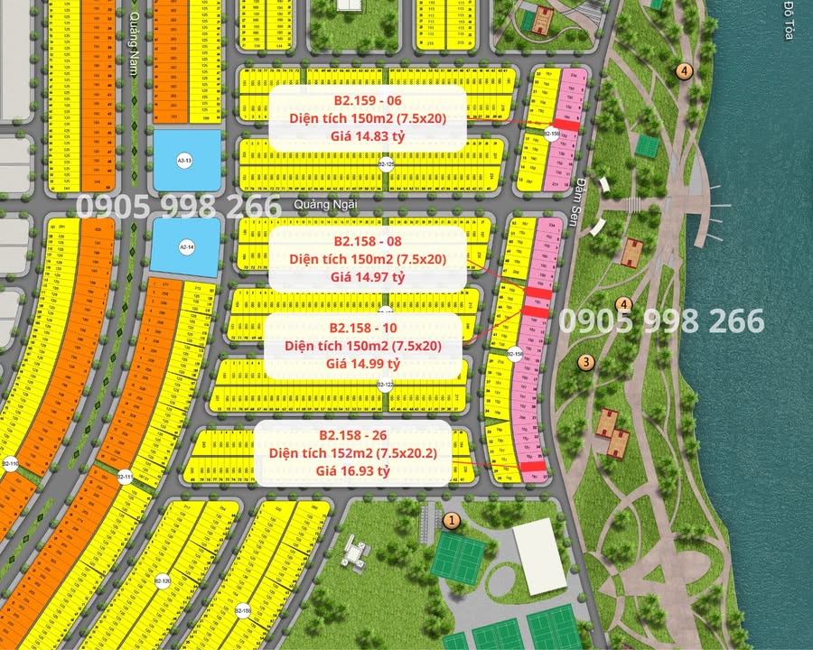 Đất biệt thự Đầm Sen Đà Nẵng 150m² giá 14.x tỷ - Vị trí đẹp đối diện công viên