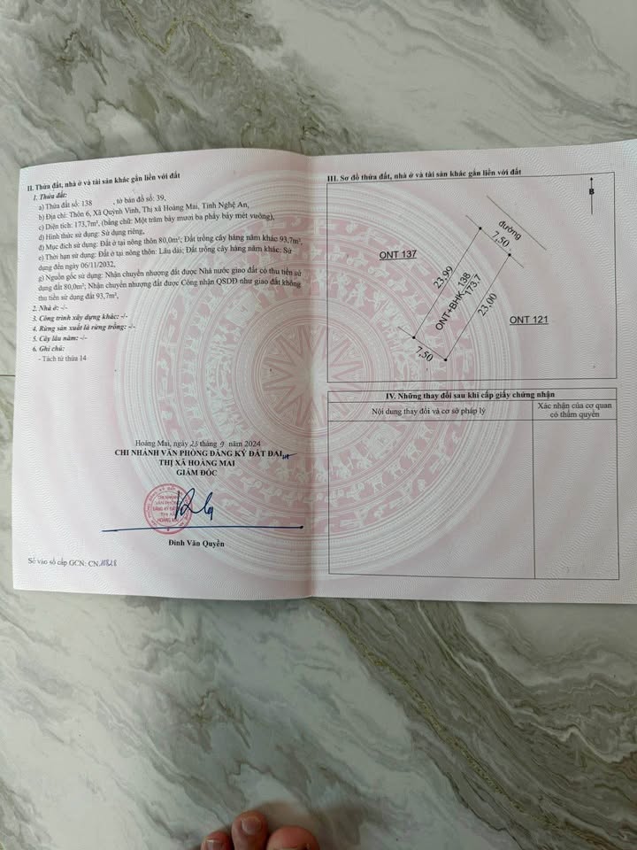 Đất nền thôn 6 Quỳnh Vinh 172m² giá chỉ 500 triệu - Sổ đỏ chính chủ