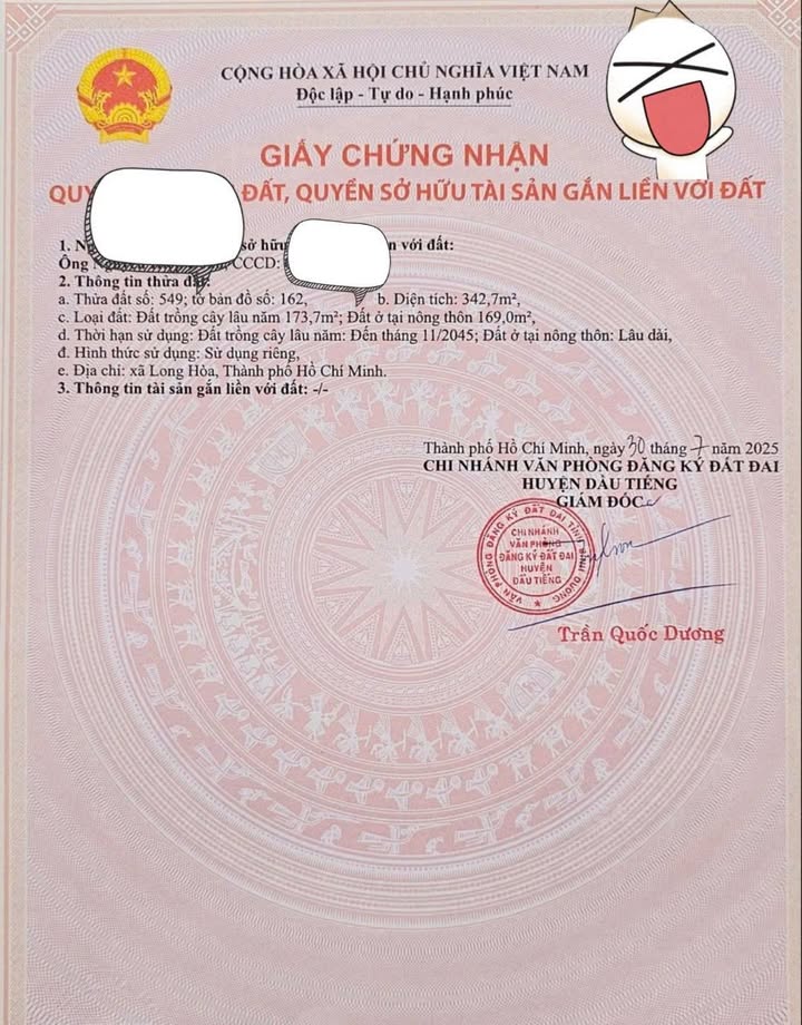 Đất nền mặt tiền ĐT 749D Long Tân, Dầu Tiếng 342m² - Giá trị đầu tư tuyệt vời!