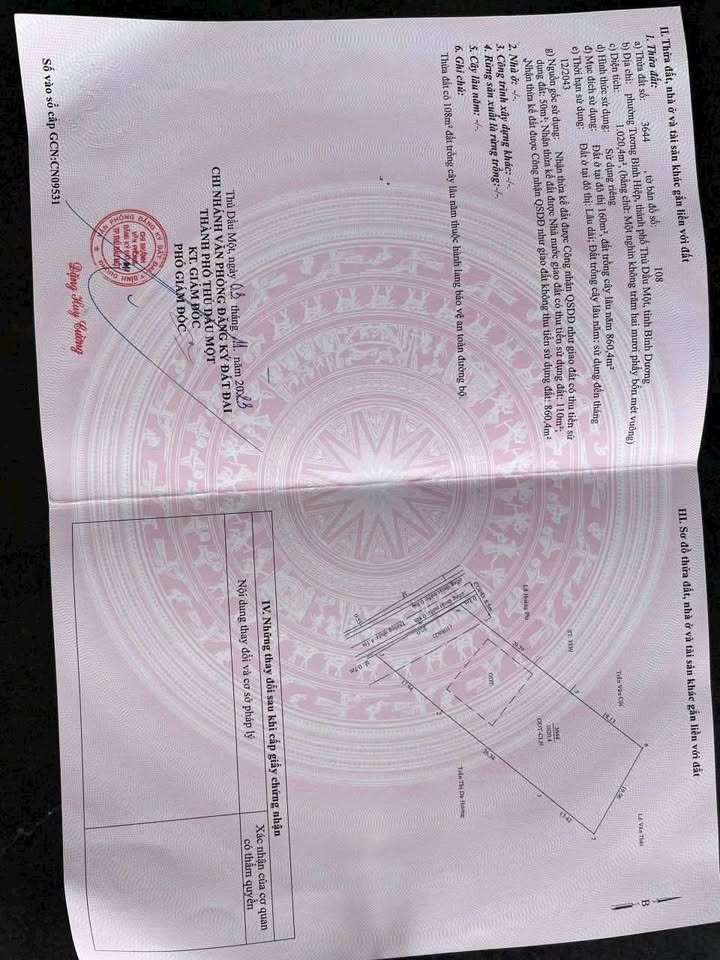 Đất Tương Bình Hiệp Thủ Dầu Một 1020m² giá 13.8 tỷ - Đầu tư lý tưởng!