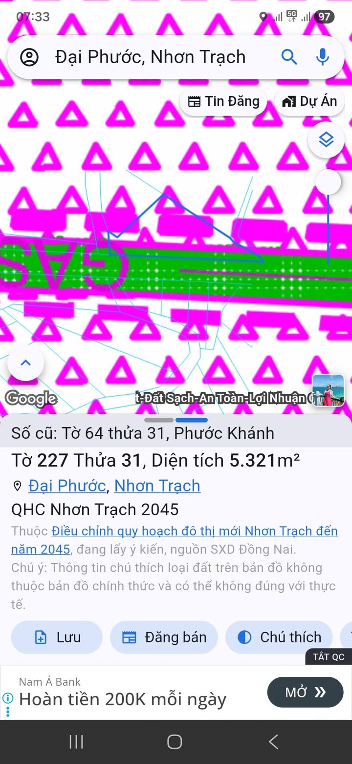 Đất sào Phước Khánh Nhơn Trạch 1000m² giá 1.1 tỷ - Đường ô tô hiện hữu