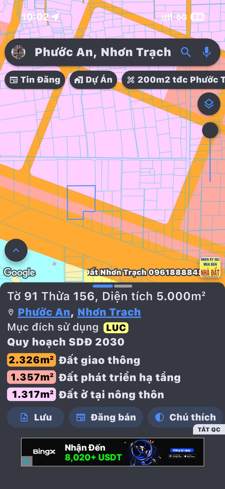 Đất nền mặt tiền đường Song Hành, xã Phước An, 9366m² giá 16.39 tỷ - Cơ hội đầu tư hấp dẫn!