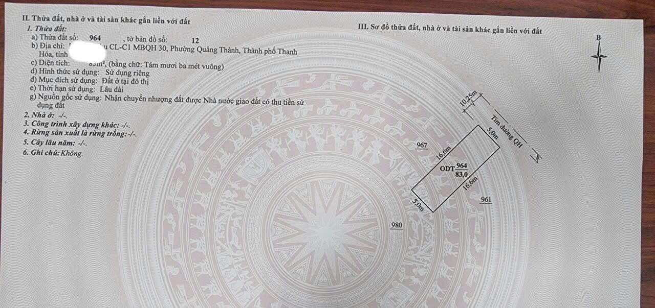 Đất nền liền kề Quảng Thành, Thanh Hóa 166m² - Gần AEON MALL, giá thỏa thuận!