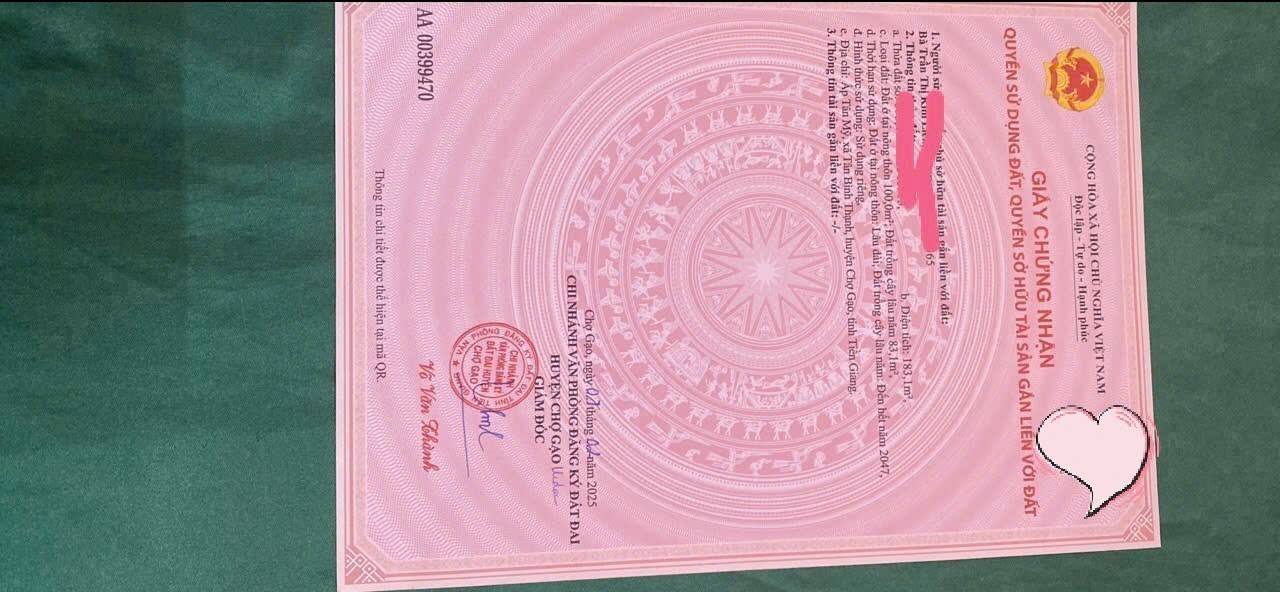 Nhà bán tại Mỹ Tịnh An, Chợ Gạo, Tiền Giang 183m² giá 850 triệu - Sổ đỏ chính chủ, mặt tiền 8.8m!