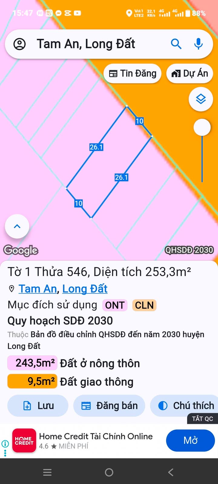 Đất nền mặt tiền TL44b xã Tam Phước, 2600m² giá 3.4 tỷ - Cơ hội đầu tư tuyệt vời!